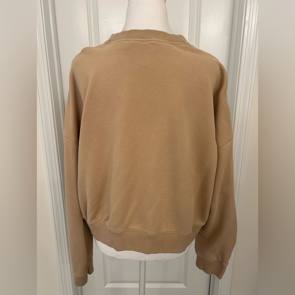 Adidas Originals Tan Cropped Crewneck Sweatshirt XL 3-Stripe - Picture 5 of 6